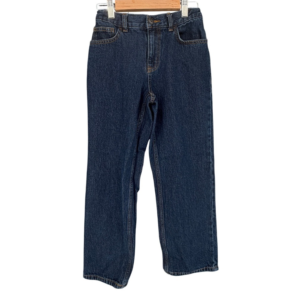 Cat & Jack Boys Size 10 Husky Relaxed Straight Dark Wash Jeans‎ Adjustable